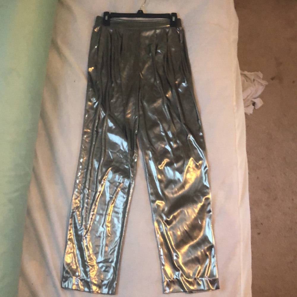 Vintage Silver Metallic Pants Medium